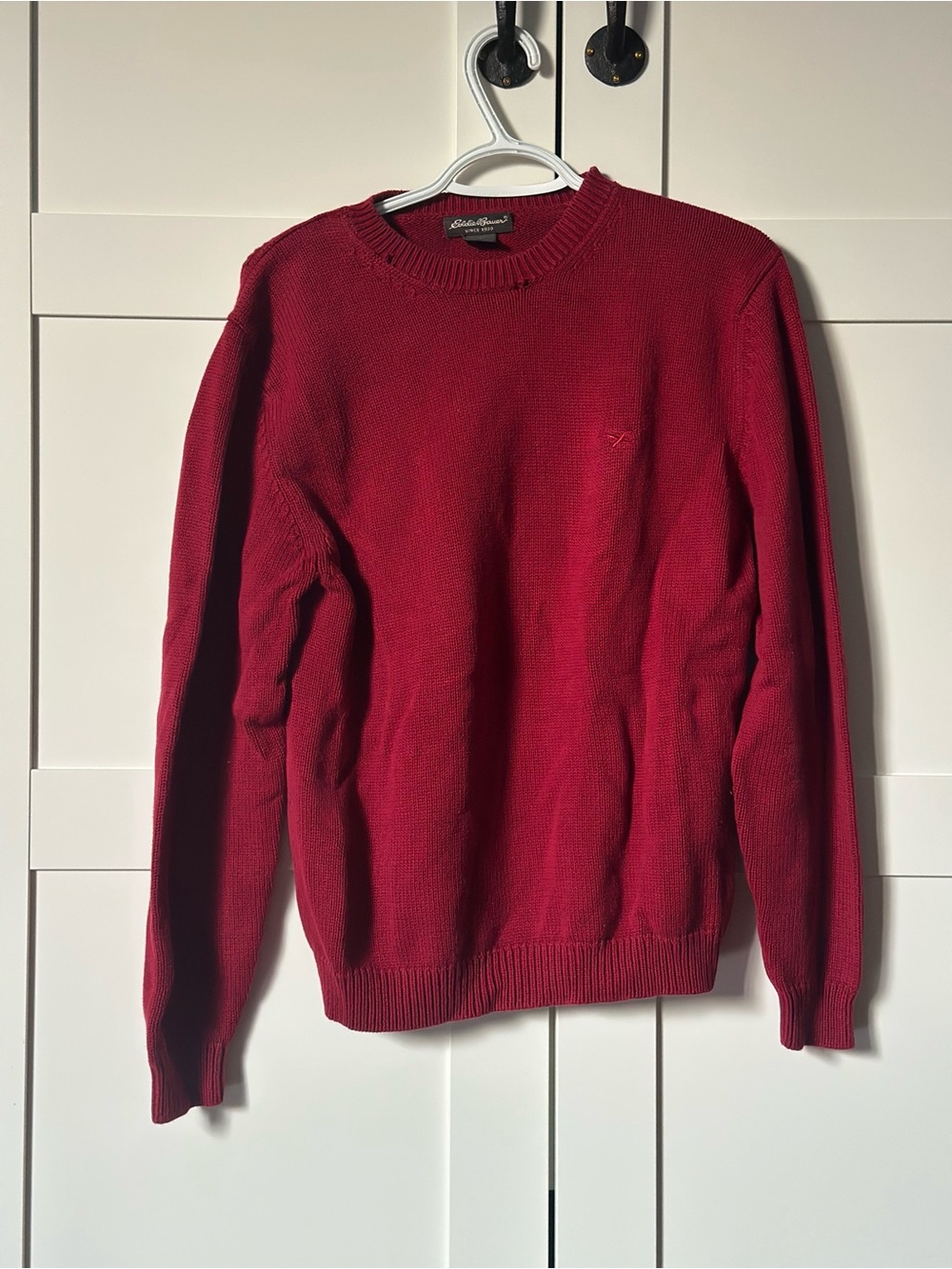 Eddie Bauer Men’s Crewneck Cotton Sweater in Deep Red